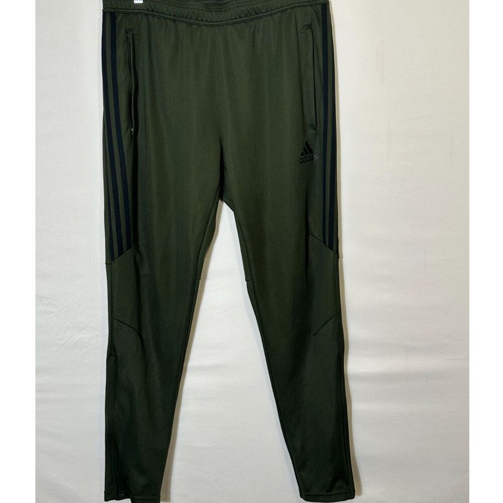 Adidas Men's Soccer Training Joggers Climacool Size L Green Athletic Zip Pockets